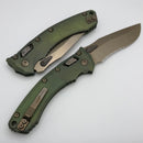 Microtech Marfione Select Amphibian RAM LOK Antique Green Slab Side Titanium Handles & Bronze Serrated M390MK & Bronzed Accents 137RL-14MS1