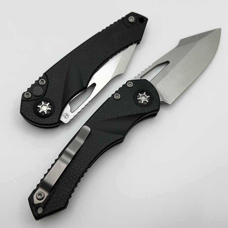 Heretic Knives Mini Pariah M/A Button Lock Black Polymer Handles w/ Stonewash S/E MagnaCut H052-2A