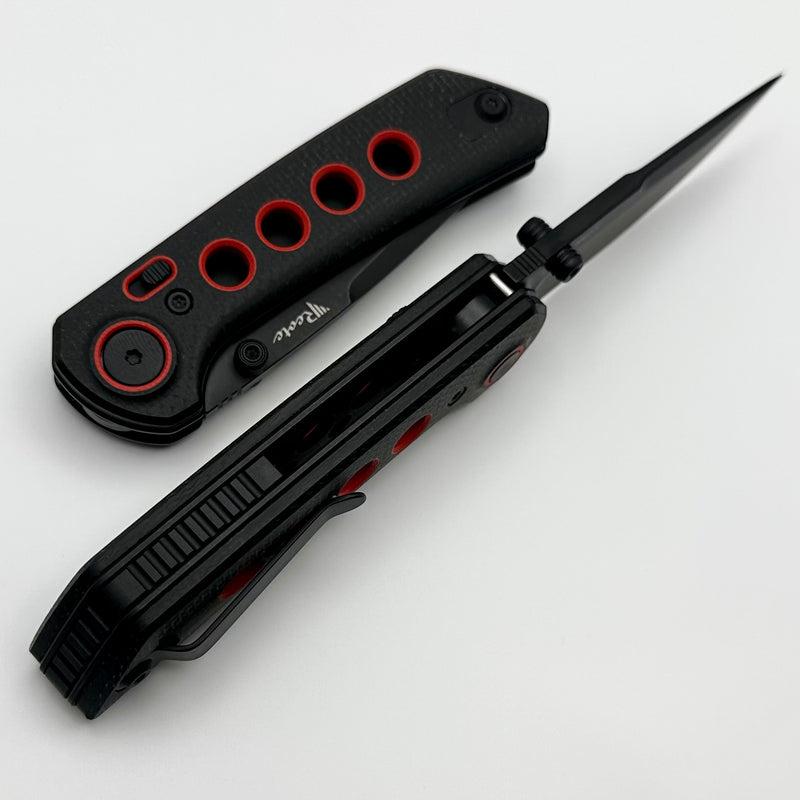 Reate Knives PL-XT Black Micarta w/ Red G-10 Inlays & Black PVD Nitro-V