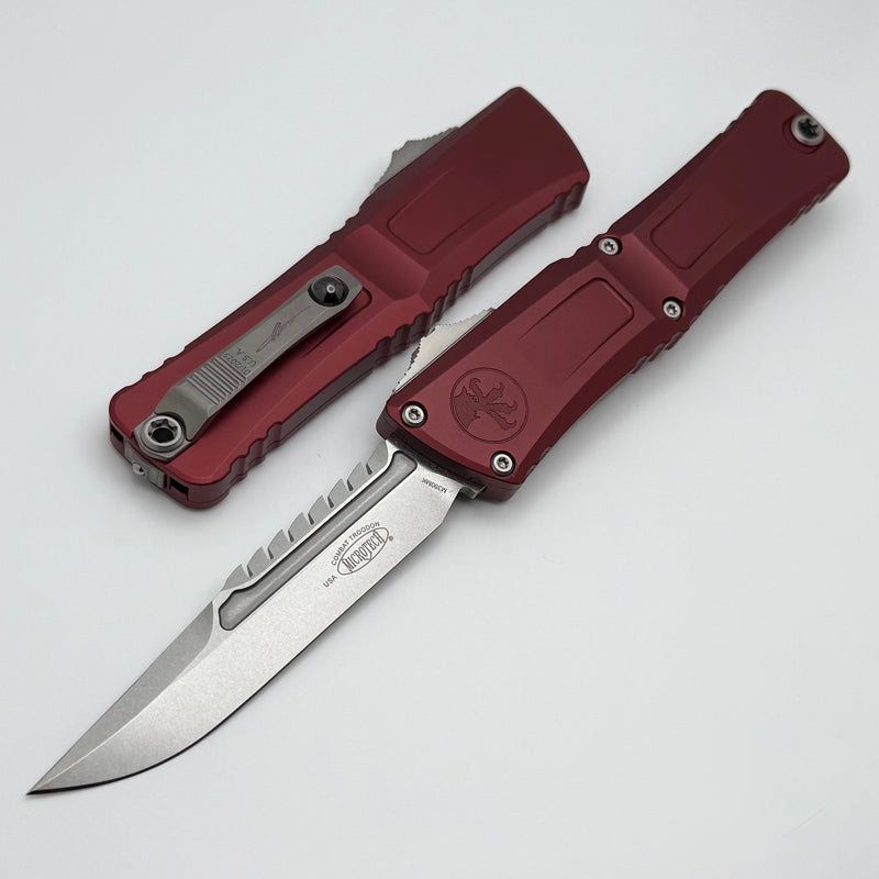 Microtech Knives Combat Troodon Gen III Stonewash Interceptor w/ Merlot Handle Signature Series 1217-10MRS