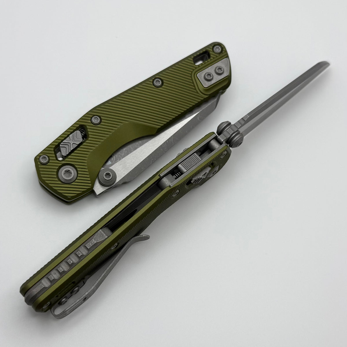 Microtech MSI RAM LOK Mini OD Green Fluted Aluminum Handles w/ Apocaly