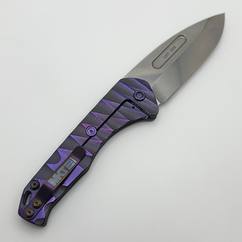 Medford Praetorian Slim S35VN Tumbled Drop Point & Cement Violet Lightning Handles w/ Violet Hardware/Clip