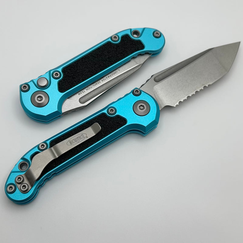 Microtech Knives LUDT Gen III Stonewash Partial Serrated Tanto w/ Turquoise Handle 1136-11TQ