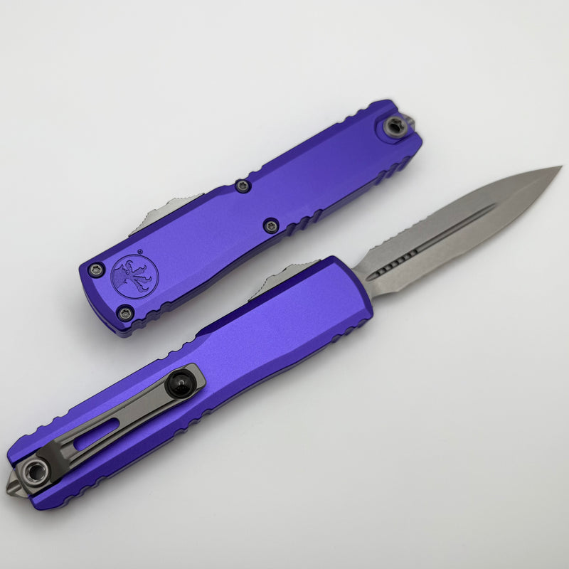 Microtech Ultratech Gen IV D/E Stonewash Partial Serrated w/ Purple Handle 11224-11PU