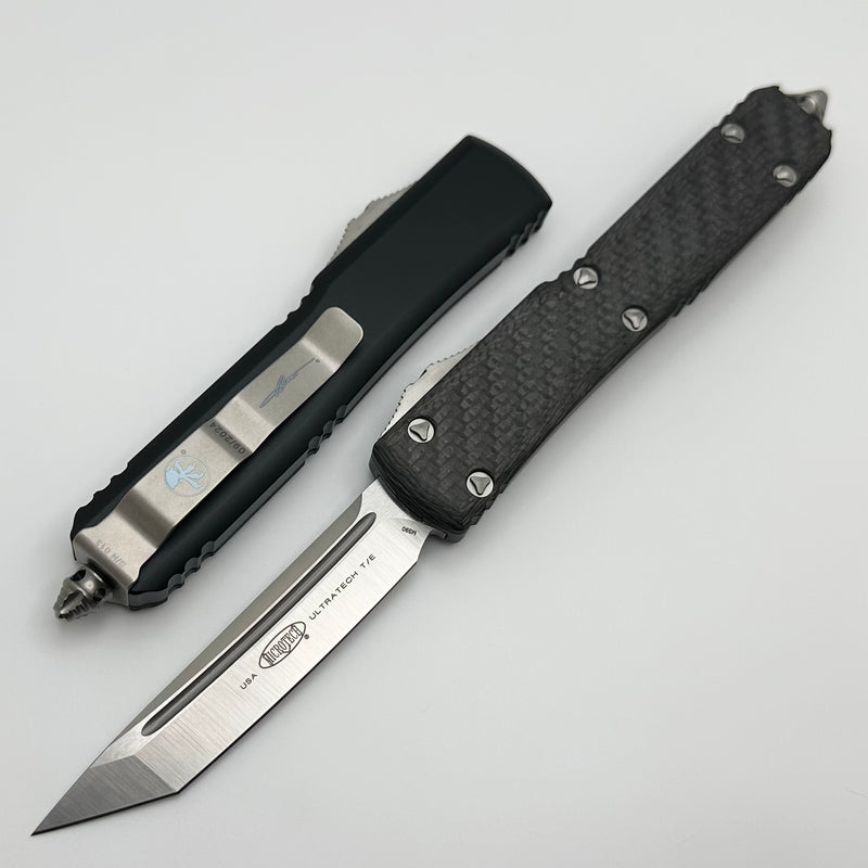 Microtech Ultratech Tanto Satin Standard w/ Carbon Fiber Top Signature Series 123-4CFS