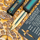 Marfione Custom Atreus w/ PVD Cracked Ice D/E M390MK & Black Aluminum Handle w/ Carbon Fiber & Antique Green Titanium Inlay Accents