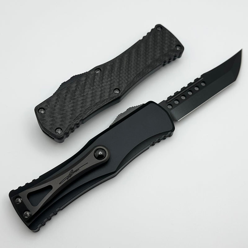 Microtech Hera Hellhound DLC w/ Carbon Fiber Top Signature Series 919-1DLCTCFSH