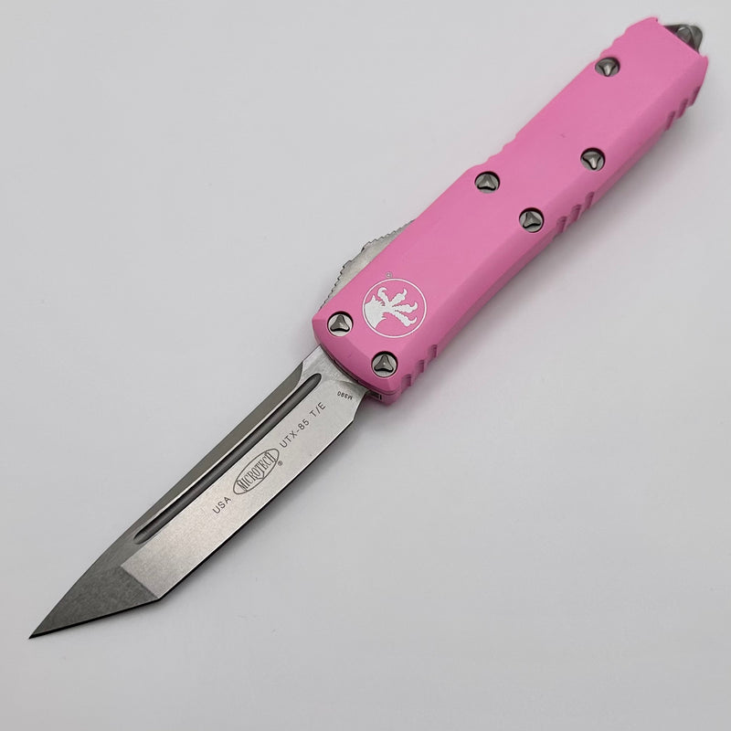 Microtech UTX-85 Tanto Stonewash Standard & Blasted Pink 233-10BPK PRE OWNED