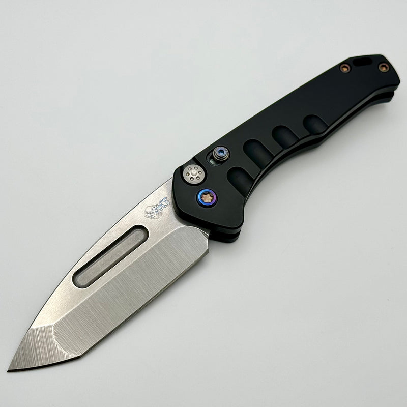 Medford Praetorian Swift Auto Black Handles w/ Flamed Hardware/Clip & S45VN Tumbled Tanto