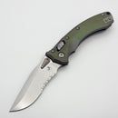 Microtech Amphibian Mini RAM LOK Nebula Green Titanium Fluted w/ Purple Accents & Stonewash Serrated M390MK 137MRL-11FLMS17
