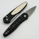 Pro-Tech Half-Breed Tuxedo Black Handle w/ Polished White Micarta Inlay & Black 3651
