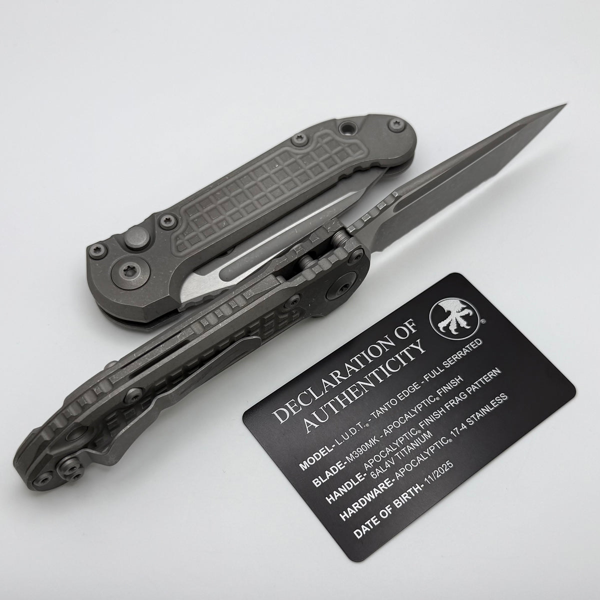 Microtech Knives LUDT Gen III Apocalyptic Tanto Titanium Frag Handles