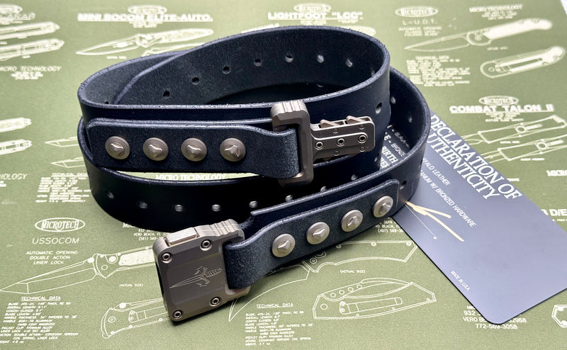 Marfione Customs APIS Mens Black Water Buffalo Leather Belt w/ Bronzed Titanium Hardware