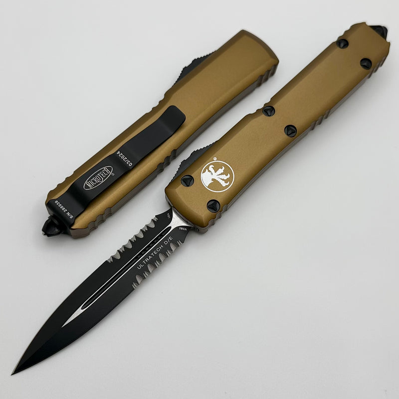 Microtech Models Size Microtech Ultratech Double Edge D/E Black Partial Serrated & Tan 122-2