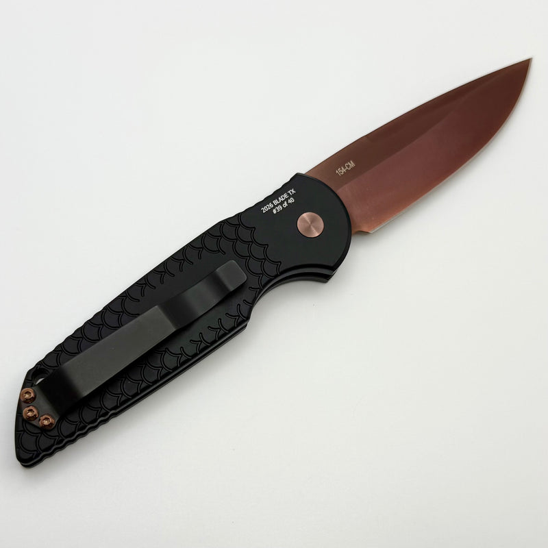 Pro-Tech TR-3 Black Fish Scale Handle w/ Copper Rose Hardware & Copper