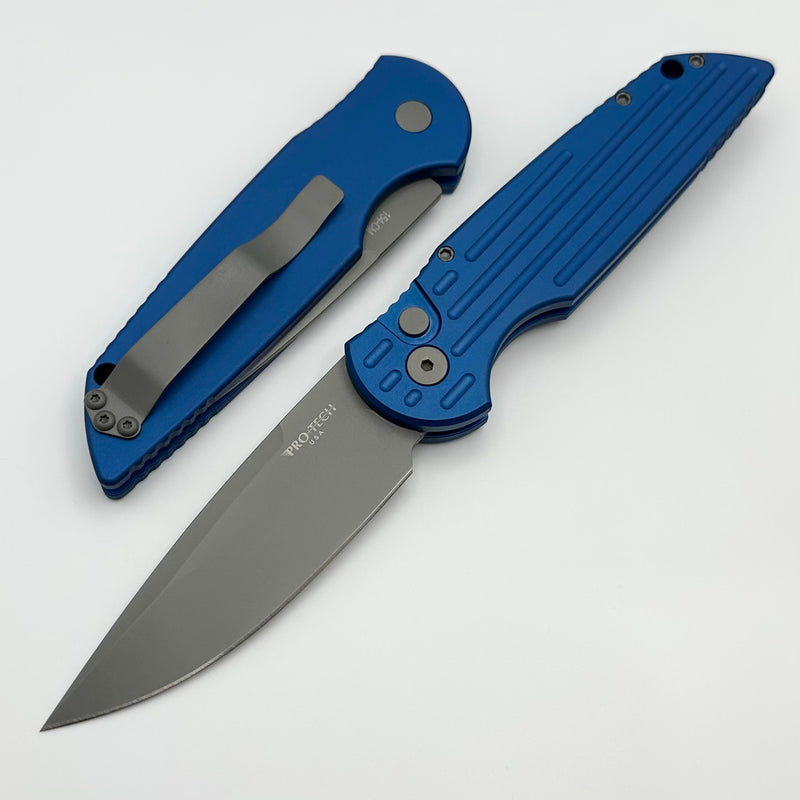 Pro-Tech TR-3 Dark Blue Grooved Handle & Blasted 154-CM Blade TR-3 BLUE