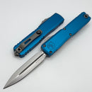 Microtech Ultratech Gen IV D/E Stonewash Standard w/ Blue Handle 11224-10BL