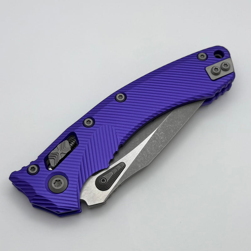 Microtech Amphibian RAM LOK Purple Fluted Aluminum & Apocalyptic Partial Serrated M390MK 137RL-11APFLPU