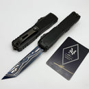 Microtech Marfione Select Ultratech ZBP Tanto Blued Baker Forge Icestorm Damascus w/ Hefted Black Handle 1123-16MS3