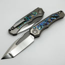 Heretic Knives Custom Wraith Auto V4 w/ Abalone Inlays & Hand Ground Mirror M390 Tanto Blade