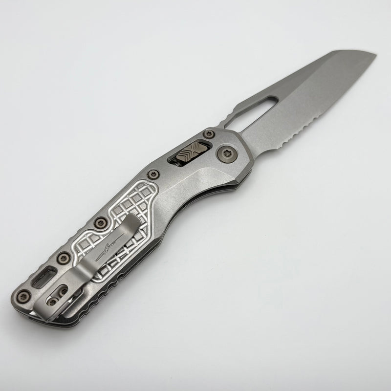 Microtech Marfione Select MSI RAM LOK Frag Titanium Handles w/ Double Vapor Blast & Flamed Accents & Part Serrated Stonewash M390MK 210-11FRMS4