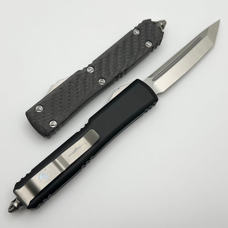 Microtech Ultratech Tanto Satin Standard w/ Carbon Fiber Top Signature Series 123-4CFS