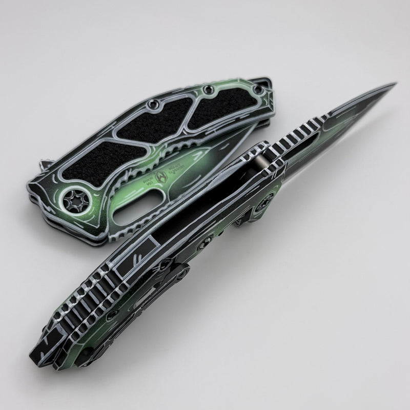 Heretic Knives Medusa Negative Cel Shade Toxic Green Handles w/ MagnaC