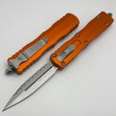 Microtech Dirac Delta D/E Full Serrated Stonewash w/ Orange Handle 227-12OR