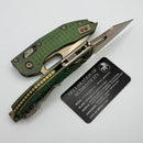 Microtech Marfione Select Manual Stitch RAM LOK Antique Green Frag Titanium Handles & Bronze Part Serrated M390MK 169RL-14FRMS1