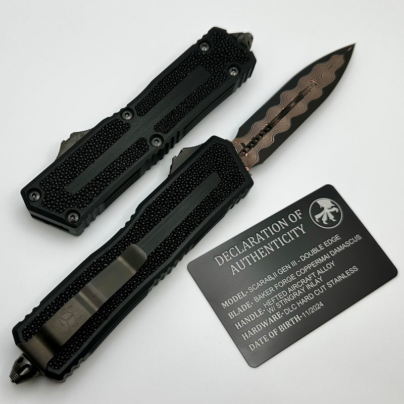 Microtech - Marfione Select Scarab 2 Gen 3 Baker Forge D/E w/ Stingray Inlaid Handle 1280-16MS1