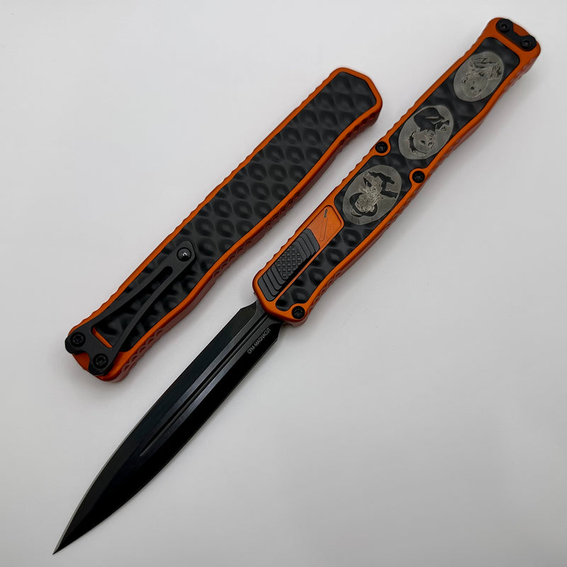 Heretic Knives Cleric II 2 Halloween 23' Orange & DLC Double Edge Magnacut