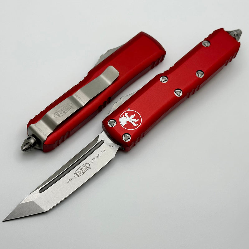 Microtech UTX-85 Tanto Stonewash Standard & Red 233-10RD