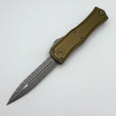 Microtech Knives Mini Hera Apocalyptic Full Serrated Double Edge M390MK w/ OD Green Handle 1702M-12APOD