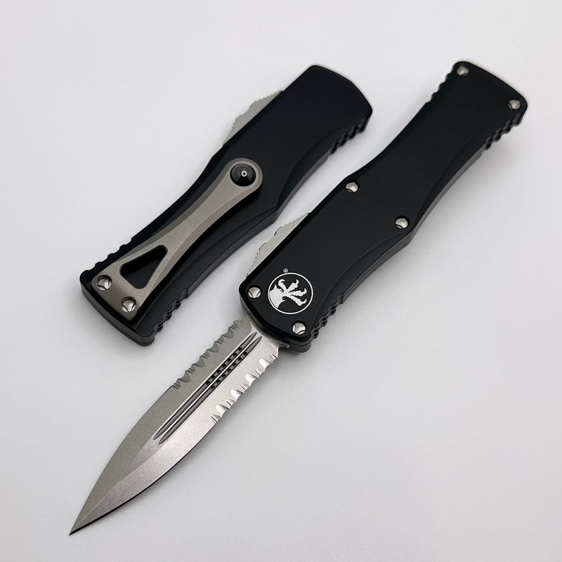 Microtech Hera Double Edge Stonewash Partial Serrated & Black 702-11