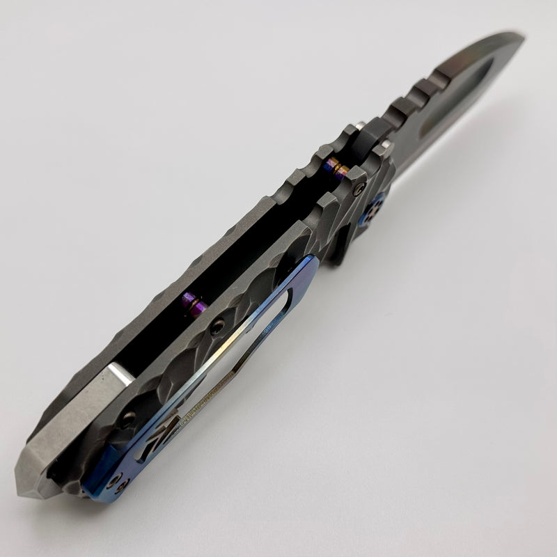 Medford Knife Praetorian TI S45 Vulcan Tanto & Bead Blast Twisted Predator Sculpting w/ Flamed Hardware/Clip