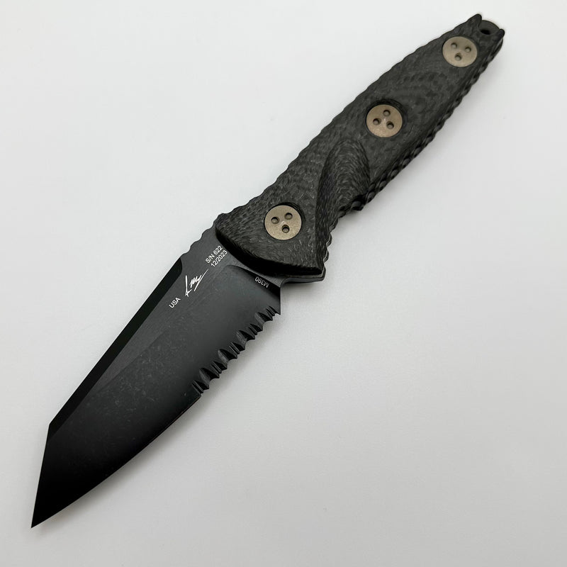 Microtech Socom Alpha Mini Warcom Partial Serrated DLC & Carbon Fiber 93M-2DLCCFS