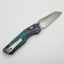 Microtech Marfione Select MSI RAM LOK Mini Frag Nebula Green Titanium Handles w/ Purple Accents & Stonewash M390MK 210M-10FRMS18
