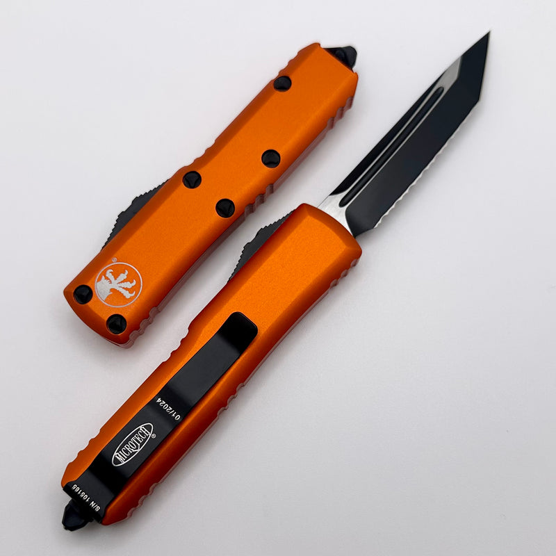 Microtech UTX-85 Tanto Black Full Serrated & Orange 233-3OR