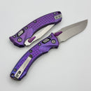Microtech Amphibian Mini RAM LOK Stonewash Titanium Purple Haze Frag & Stonewash M390MK W/ Purple Accents 137MRL-10FRMS5
