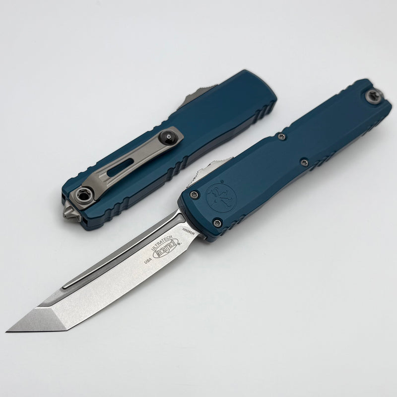 Microtech Ultratech ZBP Tanto Stonewash M390MK w/ Deep Ocean Handle 1123-10DO