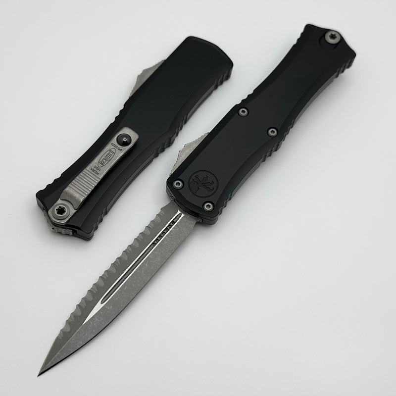 Microtech Knives Mini Hera Apocalyptic Full Serrated Double Edge M390MK w/ Black Handle 1702M-12AP