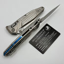 Marfione Select Microtech Socom Ram-Lok Titanium Frag Handles w/ Blue Accents & Spear Point Stonewash Serrated M390MK 160RL-11FRSMS3