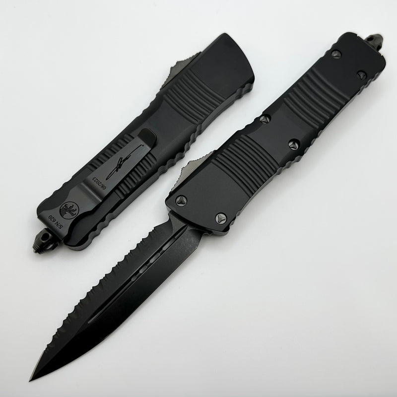 Microtech Combat Troodon Shadow Double Edge Full Serrated DLC Signature Series 142-3DLCTSH