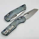 Microtech Marfione Select MSI RAM LOK Ice Blue Titanium Frag Handles w/ Double Vapor Blast & Blue Accents & Part Serrated Stonewash M390MK 210-11FRMS6