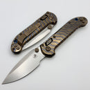Marfione Select Microtech LUDT Ram-Lok w/ Flamed Slab Side Titanium Handles w/ Blue Accents & Stonewash Drop Point 1135RLS-10MS4