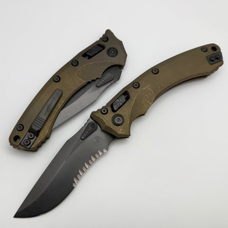 Microtech Marfione Select Amphibian RAM LOK Antique Bronze Slab Side Titanium Handles & DLC Serrated M390MK & DLC Accents 137RL-2DLCTMS1