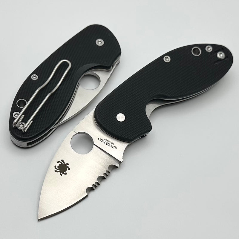 Discontinued Spyderco Insistent Black G-10 Handles w/ Serrated 8Cr13MoV C246GPS