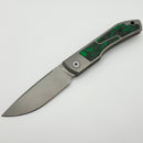Uldanov Custom Knives Sierra w/ Milled Titanium/Green Dark Matter Carbon Fiber Inlays & M398 Front Flipper