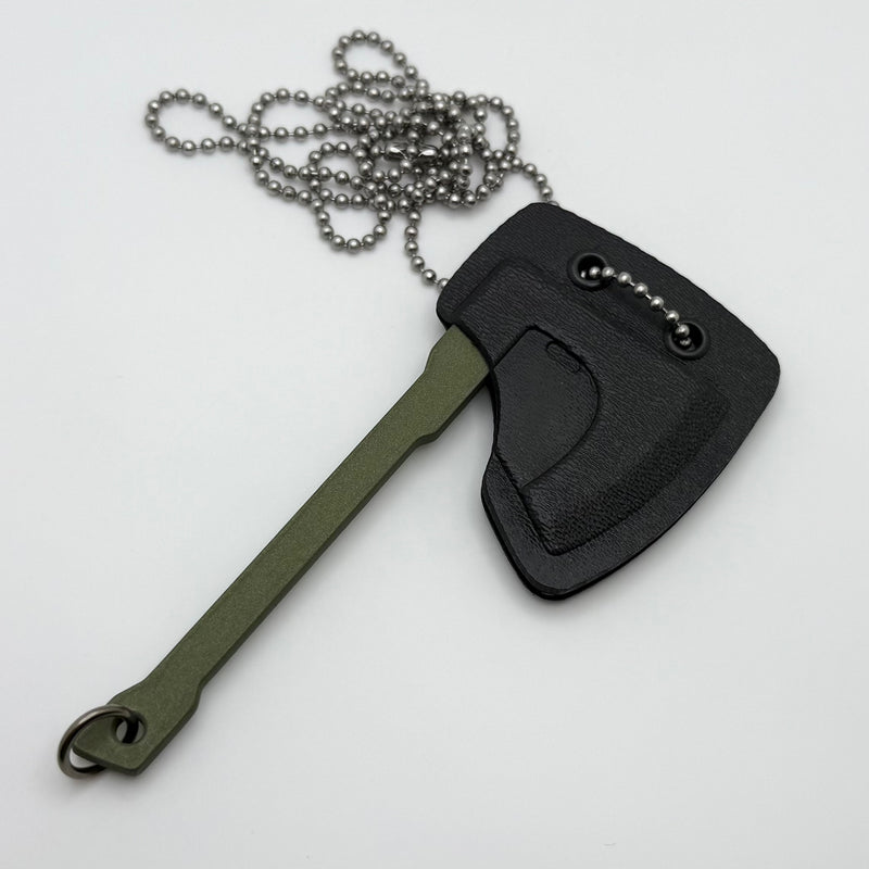 RMJ Tactical Stonewash Mortifier Tomahawk Pendant w/ Crocodile Green Cerakote