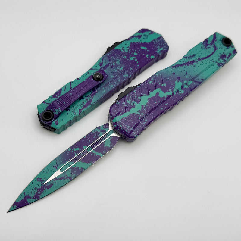 Microtech Cypher II D/E Baja/Purple Splash Signature Series 1242-1BJPUSPLS